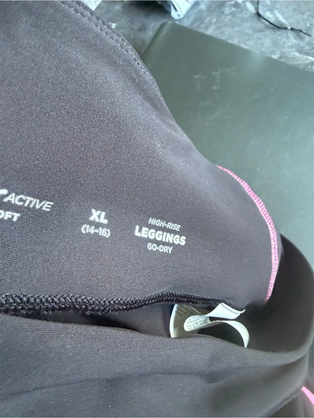 Old Navy Black High-Rise Leggings with Pink Trim
